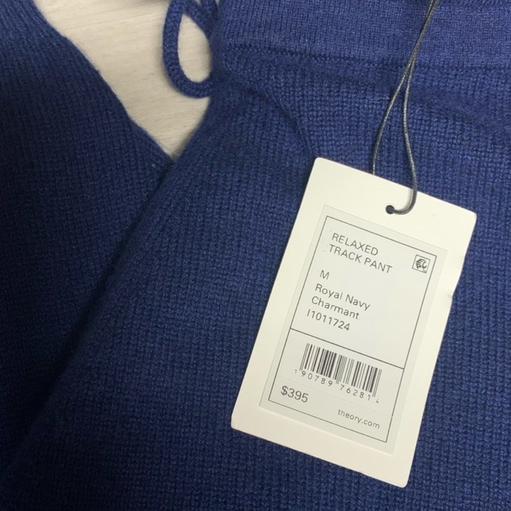 Theory Wool/Cashmere Relaxed Track Pants in Navy- Medium. - Picture 8 of 8